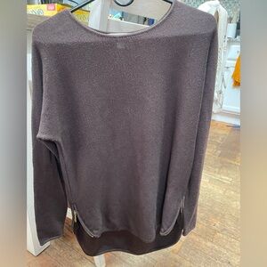 Michael Kors Women’s Brown Crewneck Sweater with gold zip sides
